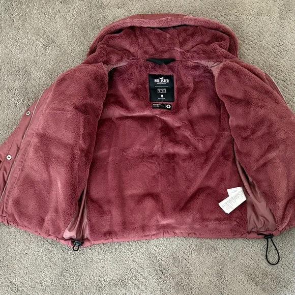 Hollister Dusty Rose fur lined Puffer Jacket M - Picture 2 of 4